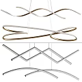 Modern Contemporary Chandelier Design With Curved Crossed Lines And Geometric Metal Frames
