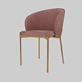 Stylish Pink Velvet Accent Chair with Channel Tufted Back and Gold Metal Legs