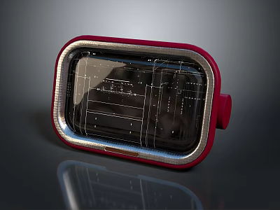 Modern Transparent Furniture Piece With Red Frame And Decorative Design 3d model
