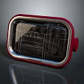 Modern Transparent Furniture Piece With Red Frame And Decorative Design