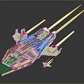 Futuristic Sci Fi Starship With Small Spacecraft 3d model