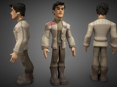 Game And Movie Character 3D Model With Light Brown Jacket Red Stripes And Dark Pants 3d model