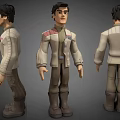 Game And Movie Character 3D Model With Light Brown Jacket Red Stripes And Dark Pants