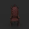 Elegant Antique Ornate Carved Leather Armchair With High Back And Intricate Design