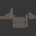 Ancient Stone Bridge Structure With Staircase And Stone Parapets 3d model