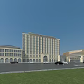 Modern Hotel Complex Featuring Multiple Buildings Open Courtyard And Landscaped Gardens 3d model