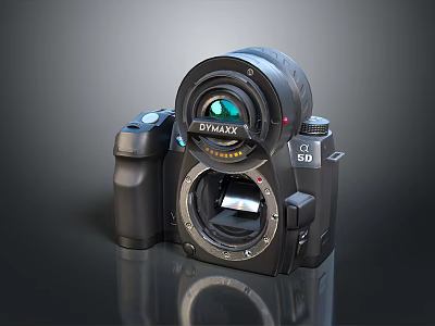 Advanced Computer Setup With DYNAX 5D Camera Body And Optical Lens 3d model