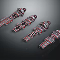 Advanced Red And White Spacecraft Fleet For Interstellar Exploration Missions 3d model