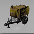 Yellow Industrial Generator With Trailer Hitch And Worn Metal Texture On Wheels