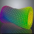 Colorful Twisted Small Cube Structure With Rainbow Gradient Shiny Surface and Black Background Reflection