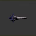 Fantasy Battle Axe Featuring Glowing Red Yellow Accents And Detailed Wooden Handle Design