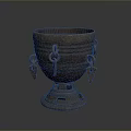 Dark Brown Decorative Iron Container With Rings And Hollow Base For Daily Life