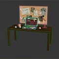 Organized Hardware Tools Setup On Wooden Desk With Laptop Lamp And Corkboard