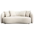 Modern Beige Two Seater Sofa With Textured Fabric And Decorative Pillows
