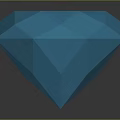 Vibrant Green Faceted Diamond With Blue Center And Reflective Surface