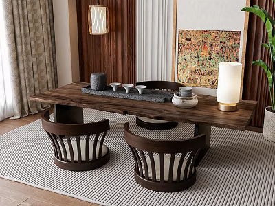 Tatami tea table and chair combination 3d model