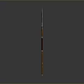 Trident Weapon With Metal Head Wooden Shaft And Bottom Metal Decoration