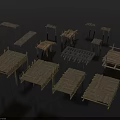 Different Types Of Wooden Scene Components With Shelves Platforms And Structures