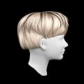 Game Movie Character White Head Model With Light Brown Short Layered Hair And Black Background