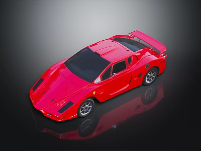 Red Sports Car With Sleek Aerodynamic Design Rear Spoiler And Shiny Exterior 3d model