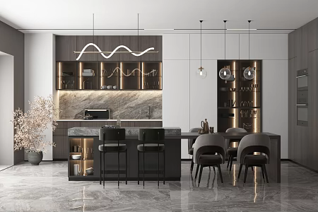 Modern Restaurant Dining Table Dining Table Dining Chair 3d model