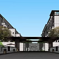 New Chinese Style Gate Community Gate Stacked 3d model