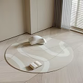 Modern Study Room Interior With Circular Rug Open Book And White Sculpture 3d model