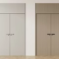Modern Minimalist Double Doors Interior Design With Light Gray And Wood Grain