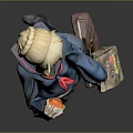 Game And Movie Character With Blonde Hair In Blue Sailor School Uniform Holding Backpack