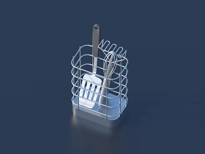 Metal Kitchen Utensil Holder With Spatula And Whisk Storage Tools 3d model