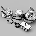 Luxury Jewelry Collection Featuring Green Gemstone Boxes Pearl Necklace Rings And Magnifying Glass