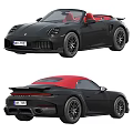 Sleek Black Convertible Sports Car With Red Soft Top And Red Interior Design