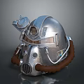 Metallic Tactical Weapon Helmet With Top Device Transparent Visor Communication Device And Brown Hose
