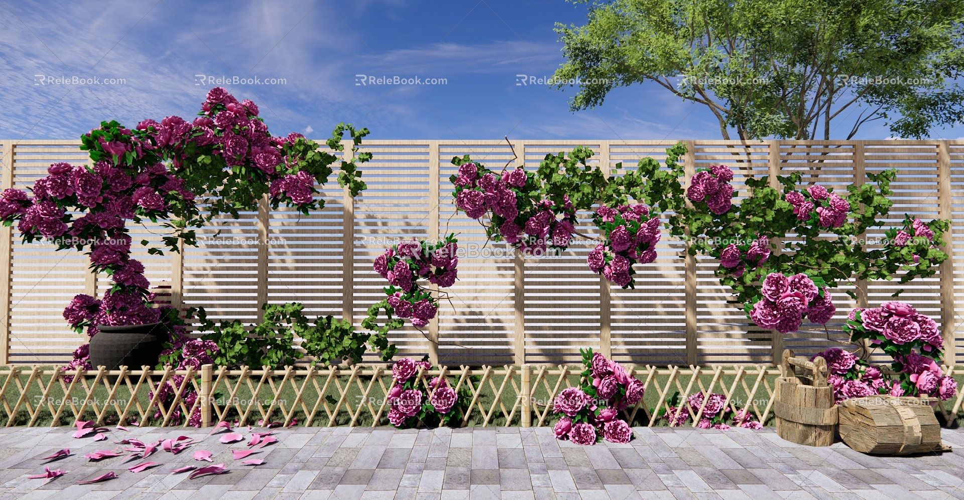 Modern Rose Vine Plant Climbing Vine Rose Rose Rose Green Plant Wall Wall Green Plant Vine Man Plant Wall Flower 3d model