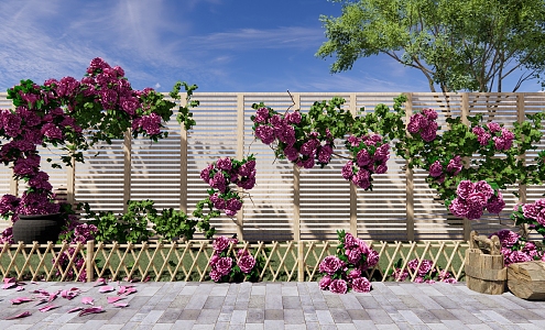 Modern Rose Vine Plant Climbing Vine Rose Green Plant Wall Green Plant Vine Man Plant Wall Flower 3d model