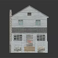 Cartoon Scene White House Model With Gray Roof Chimney Porch Steps And Windows