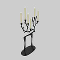 Black Metal Deer Shaped Candle Holder With Six White Candles And Decorative Branches