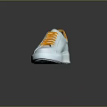 White Casual Shoes with Orange Tongue and Laces Thick Sole Leather Upper