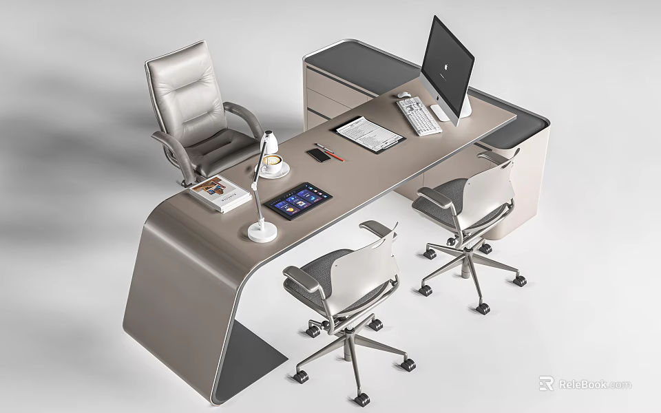 Modern Leather Office Chair With Ergonomic Design For Workspace Desk Computer Tablet 3d model 