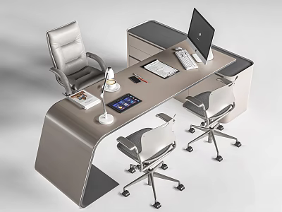 Office desk and chair manager desk boss desk and chair 3d model