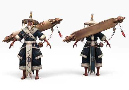 Modern game character earth spirit road game character 3d model