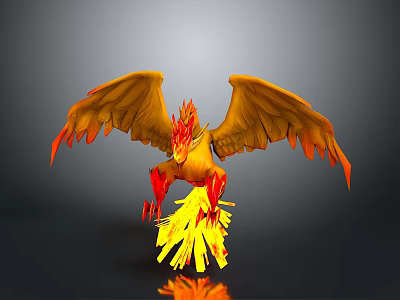 Mythical Phoenix Game Character With Flaming Wings And Fiery Tail 3d model