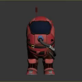 Red 3D Cartoon Astronaut Character With Helmet Antenna Hose And Boots
