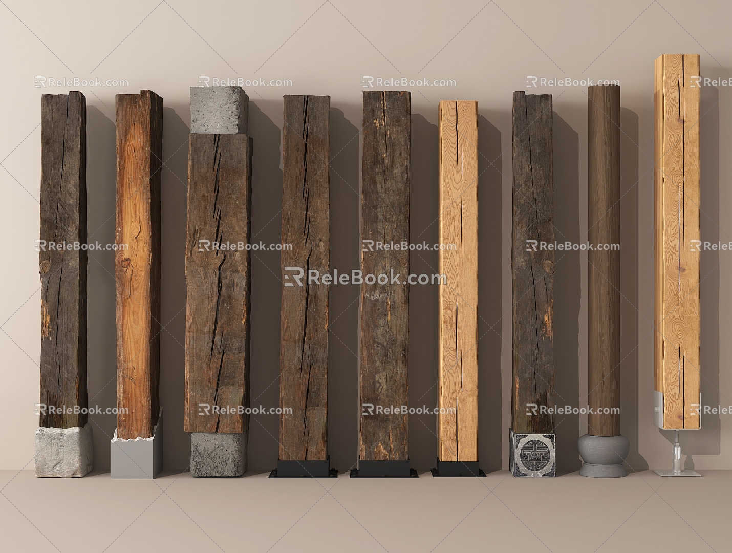 Quiet Pillar Old Wooden Pillar Old Board Wooden Beam Outdoor Sleeper Stigma 3d model