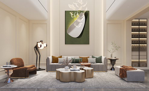 Modern Duplex Living Room Living Room 3d model