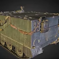 Realistic Military Tank With Camouflage Paint Tracks Straps And Cannon Headlights