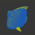 Cartoon Green Striped Fish Character With Big Red Eyes 3D Model Design