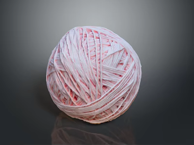Soft Pink And White Yarn Ball For Daily Household Knitting Use 3d model