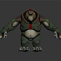 Game Movie Character With Green Armor Red Accents Mechanical Arms And Clawed Hands