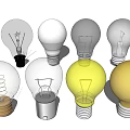 Assorted Light Bulbs With Different Designs Colors Shapes And Base Materials 3d model